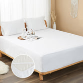HOMTEC king white fitted sheet with crisp percale for breathable sleep