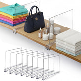 HOMY BLISS eight-pack acrylic shelf dividers on a tidy shelf for organized storage