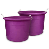 HOMZ 2-pack purple utility tub, front view for organized storage.
