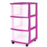 HOMZ 3-tier clear drawer cart showing organized storage for quick access