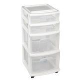 HOMZ Drawer Tower 4-Tier Clear Drawers for visible, easily accessible storage.