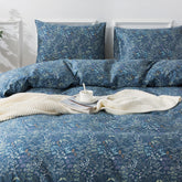 HoneiLife king duvet cover with floral pattern, breathable 100% cotton for all-season comfort.