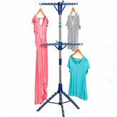 Honey-Can-Do 2-tier tripod drying rack assembled showing compact efficiency for large laundry loads