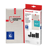 Honeywell HEPA Filter G front view in packaging highlights easy replacement