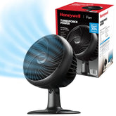 Honeywell Turbo Force front view shows compact desk fan delivering strong airflow for cooling