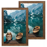 Hongkee 12x18 frame set 2 front view in rustic brown wood for posters.