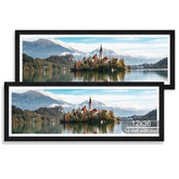 Hongkee 12x36 poster frame with rustic black wood and tempered glass for premium display.