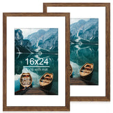 Hongkee 16x24 rustic brown wood frame set shows durable MDF and rustic texture.