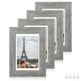 Hongkee 5x7 frame with real glass and grey wood ideal for wall display