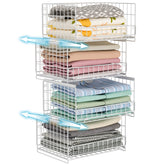 Hongtamoya 4-tier sliding closet organizers front view showing space-saving organization in a wardrobe