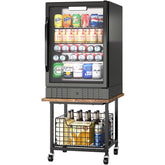 Hongtamoya mini fridge stand with wheels, top view shows compact, sturdy design