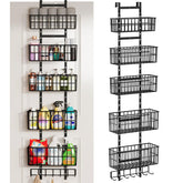 Hongtamoya over-the-door organizer with five baskets and seven hooks for pantry organization