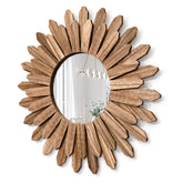Honiway mirror 21-inch carbonized black wood frame adds rustic texture to walls.