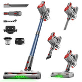 Honki cordless vacuum cleaner head with LED lights illuminates dust on carpets for easier cleaning.