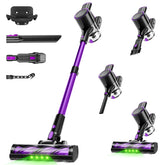 Honki cordless vacuum front view in purple, showcasing compact, lightweight handling.
