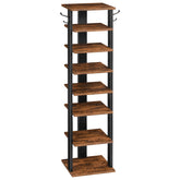 HOOBRO 8-tier vertical shoe rack closeup highlights sturdy shelves for neat, accessible footwear.