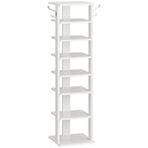 HOOBRO 8-tier vertical shoe rack in white displaying eight pairs for quick entryway access.