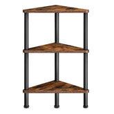 HOOBRO corner shelf stand with 3-tier display for compact living spaces.