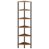 HOOBRO corner shelf stand six-tier display in a living room