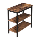 HOOBRO end table with rustic brown top and black frame for industrial living room style.