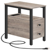 HOOBRO end table with charging station front view shows compact design and cable management