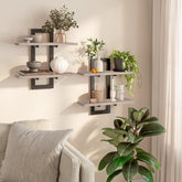 HOOBRO floating shelves 2-tier 15-inch front view adds extra storage and display space.