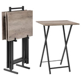 HOOBRO folding TV trays with storage rack for organized meals beside the sofa