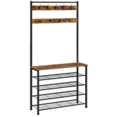 HOOBRO hall tree coat rack bench shows integrated seating and coat storage.