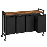 HOOBRO laundry sorter top shelf holds detergents for easy access.