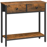 HOOBRO narrow console table with two fabric drawers for an organized entryway.