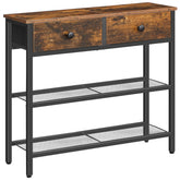 HOOBRO narrow console table with 3-tier storage keeps entryways tidy.