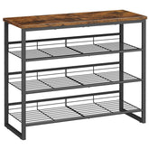 HOOBRO shoe rack front view shows sturdy structure and practical 4-tier design.