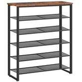 HOOBRO 6-tier shoe rack front view showing organized entryway storage