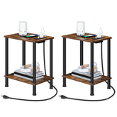 HOOBRO side table with charging station and USB outlets for convenient device charging.