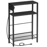 HOOBRO small narrow side table with charging station and USB ports for bedside charging
