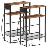 HOOBRO slim side table with charging station for easy device charging.