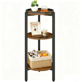 HOOBRO small round side table with 3-tier shelves for organized living space