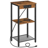 HOOBRO tall end table with charging station beside a sofa for easy device charging