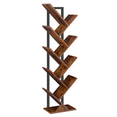 HOOBRO Tree Bookshelf with branch design adds natural wood aesthetics in living room.