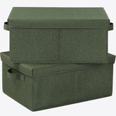 HOONEX storage bins with lids in olive for organized closets