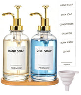 Hoousuper dish soap dispenser glass 18oz with pump for organized kitchen sink