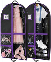 Hopack 40-inch dance garment bag hanging keeps outfits wrinkle-free during travel.