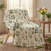 Horaldaily flannel blanket throw with green plants for cozy home comfort