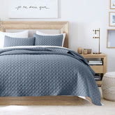 HORIMOTE HOME king quilt in dusty blue with silky microfiber for cool nights.
