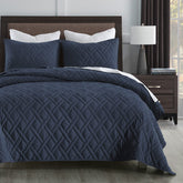 HORIMOTE HOME king quilt set in navy with diamond pattern for all-season comfort