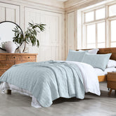 HORIMOTE HOME quilt set in baby blue offers breathable cotton comfort