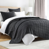 HORIMOTE HOME quilt set queen charcoal geometric pattern for breathable year-round comfort.