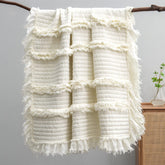 HORIMOTE HOME Ultra-Soft Throw Cream for cozy lounging on the sofa.