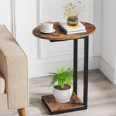 Hosfais side table with rustic brown wood surface enhances living room decor