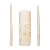 Hosley wedding unity candle set in cream with pillar and tapers for elegant ceremony lighting.